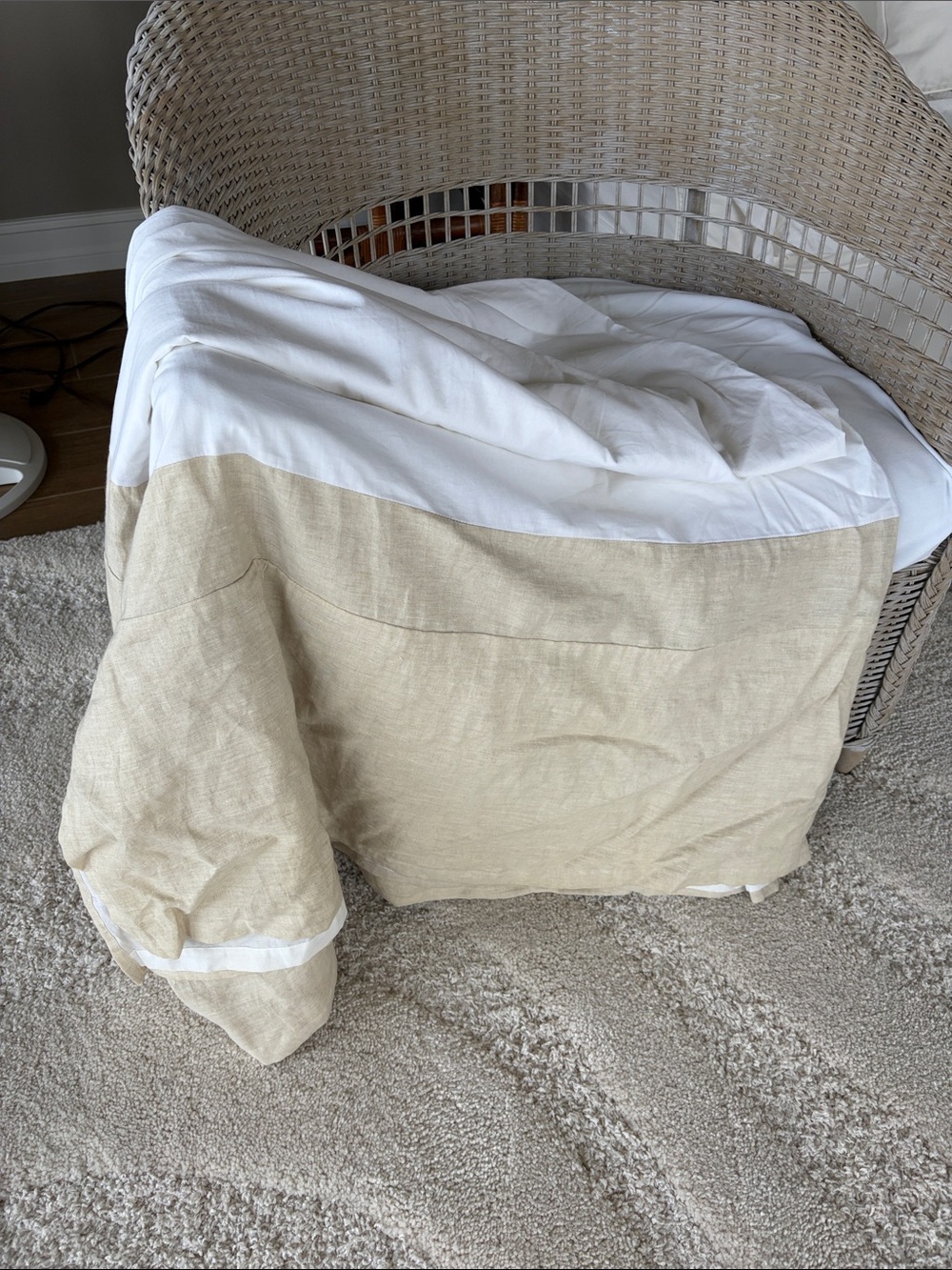 Pottery Barn Neutral Linen-Cotton king bed skirt